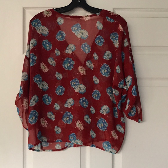 Pins and needles floral crop button down - Picture 4 of 8
